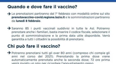 ULTRA OTTANTENNI – informazioni PRENOTAZIONE VACCINO