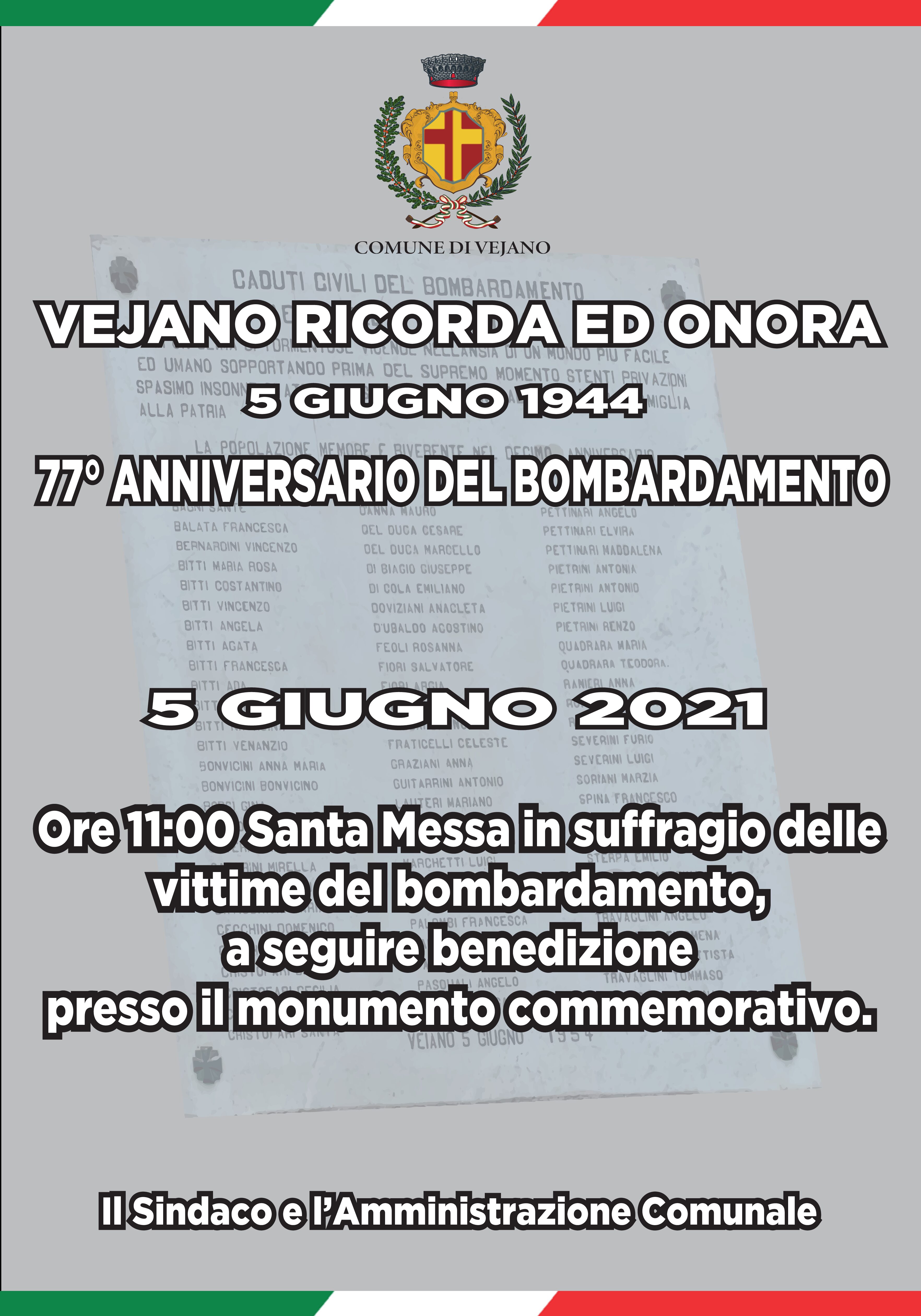 5 GIUGNO 2021  –  77° Anniversario del Bombardamento