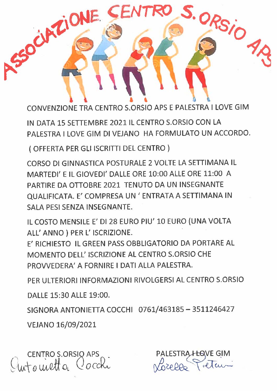Accordo tra Centro promozione sociale S. Orsio e Palestra Love Gym
