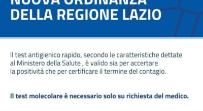 NUOVA ORDINANZA REGIONE LAZIO