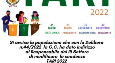 MODIFICA SCADENZE TARI 2022
