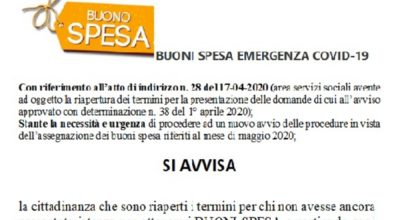 BUONI SPESA Covid19 – maggio 2020