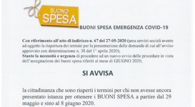 BUONI SPESA Covid19 – giugno 2020.