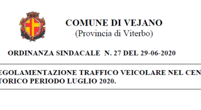 Ordinanza Sindacale n. 27 del 29 giugno 2020