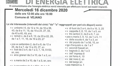 AVVISO DI INTERRUZIONE ENERGIA ELETTRICA.