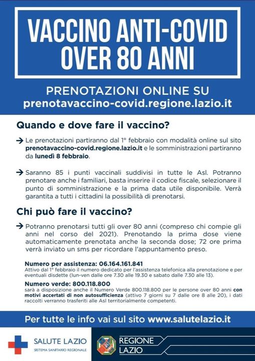 Comune Di Vejano Ultra Ottantenni Informazioni Prenotazione Vaccino