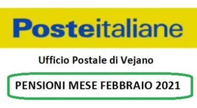 Poste Italiane: PENSIONI MESE FEBBRAIO 2021
